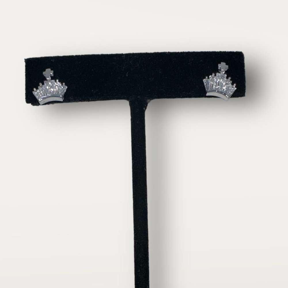 Crown Stud Earrings with Petite Cross